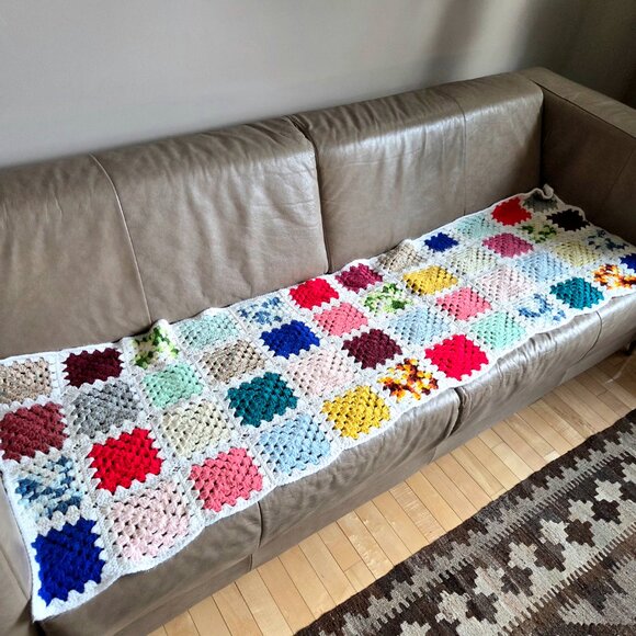 Hand made long crochet granny square throw/blanket/Afghan. - Picture 2 of 7